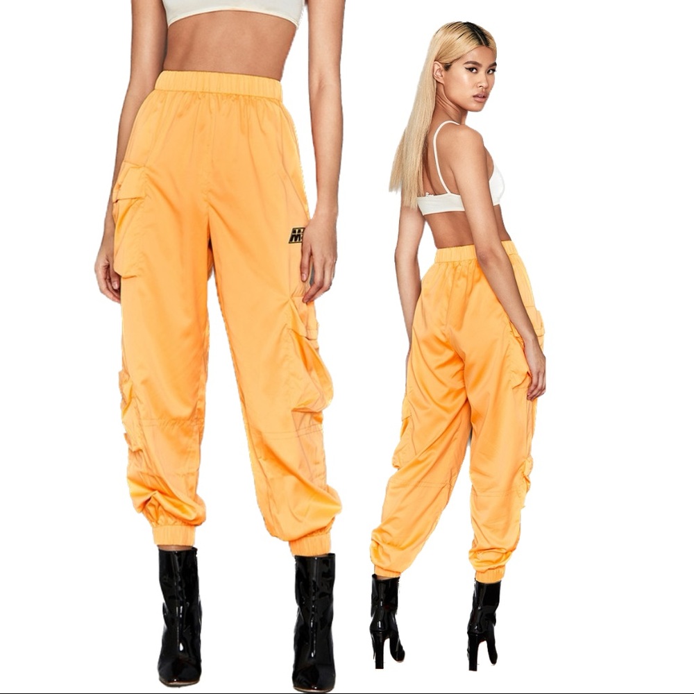 Mistress Rocks | Neon Orange Nylon Trousers